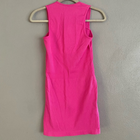 OQQ Dress Size Medium Pink Ribbed Fitted Sexy Square Neck Sleeveless Bodycon - Picture 5 of 7